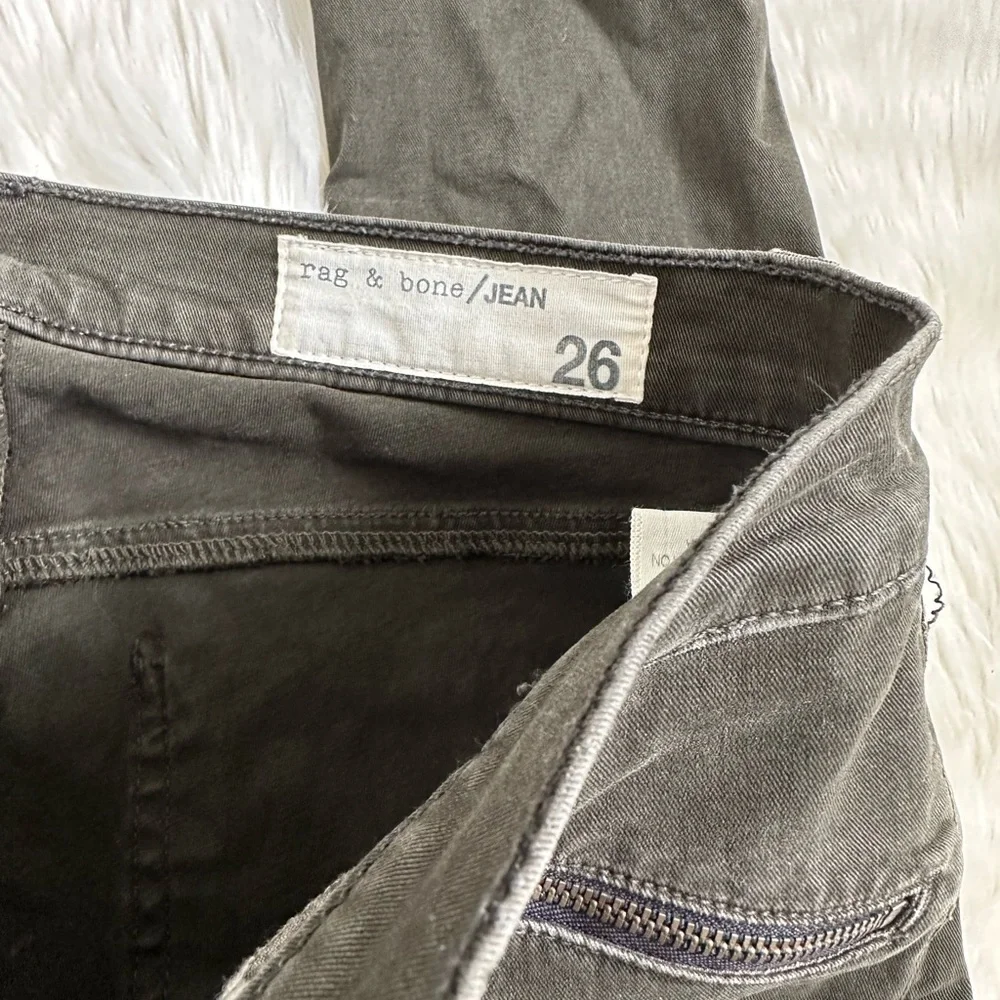 Rag & bone Ridley Moto skinny jeans wax olive dark green size 26 - Picture 4 of 5